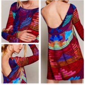 HP stretchy red radial swing dress. NWOT.